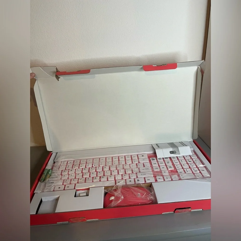 Pantone Wireless Mouse and Keyboard Set NIB Peach Rose Color Cute Aesthetic
